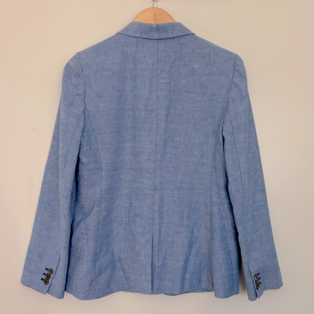 J. CREW Parke Blazer Stretch Linen Bright Atlantic White Blue Size 10 - Picture 5 of 7